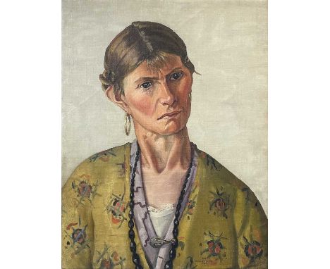 Joan Manning SANDERS (1912-2002)VellendreathOil on canvasSigned and dated 1928Remnent of label to verso43 x 33cmA portrait of