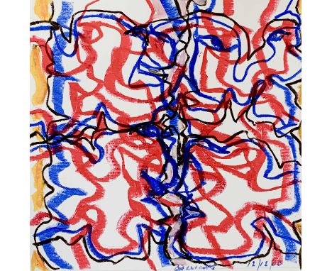 John BARNICOAT (1924-2013)Faces, 2000Mixed media on paperSigned and dated 12/12/00Image size 38 x 40cm, sheet size 70 x 50cmP