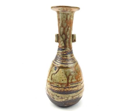 Janet LEACH (1918-1997)A stoneware bottle vase with twin lug handlesImpressed potters and Leach Pottery, St Ives sealsHeight 