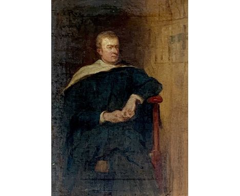 Fred ROE (1864-1947)Sketch Portrait of his brother Gordon in academic gownOil on canvasSigned and inscribed, indistinctly dat