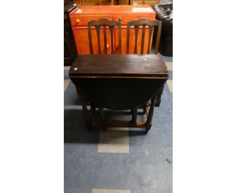 An Edwardian Oak Drop Leaf Gate Legged Occasional Table, 75cm Long 