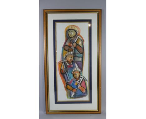 A Framed Godfrey Ndaba Print Depicting Three African Musicians, 75cm High  