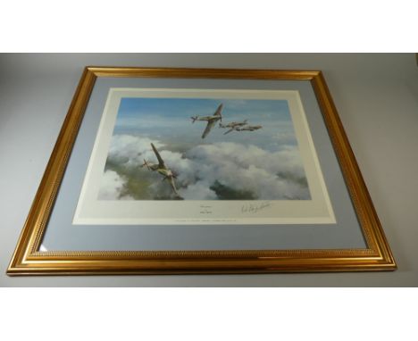 A Framed RAF Print, Hurricane by Robert Taylor Signed by Wing Commander RR Stanford-Tuck 