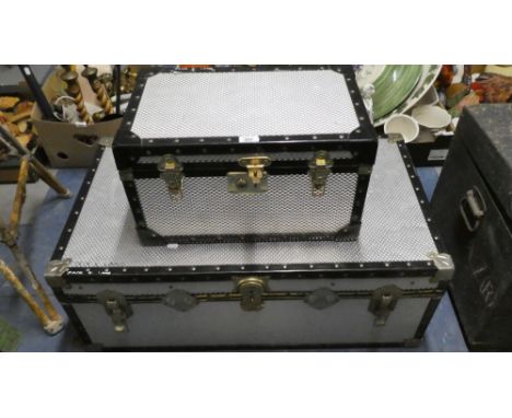 Two Graduated Brass Mounted Travelling Cases, One Containing Speaker etc