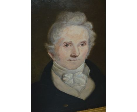 Early 19th Century English school, oil on canvas, head and shoulder portrait of a gentleman, 23ins x 19ins, the rectangular g