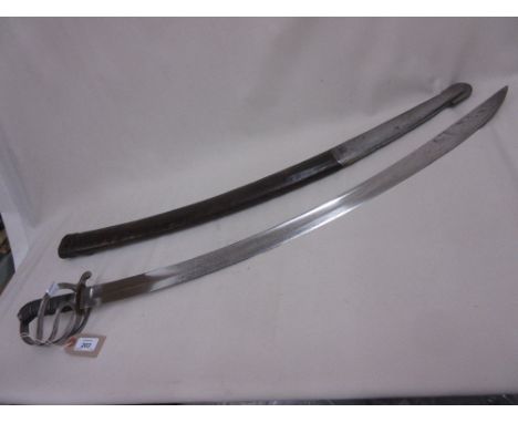 19th Century Cavalry officer's sword, the blade inscribed Wilkinson with a leather scabbard