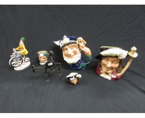 Group of four Royal Doulton character jugs, ' Old Salt ' D6551, ' Porthos ' D6440, ' Robinson Crusoe ' D6539 and ' Long John 