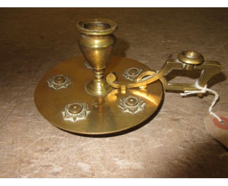 Arts and Crafts brass circular chamber stick