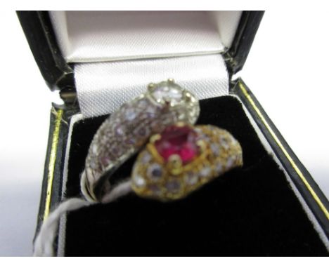 18ct White and yellow gold ruby and diamond set serpent ring