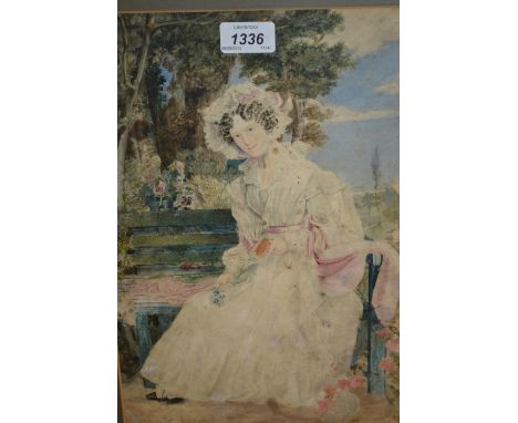 T.A. Woolnoth watercolour, portrait of a lady, 14ins x 10ins (faded)