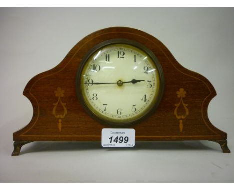 Edwardian mahogany marquetry inlaid mantel clock
