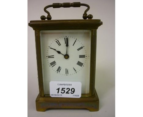 Small 20th Century brass cased carriage clock having enamel dial with Roman numerals