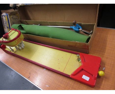 Arnold Palmer Pro Shot Golf game in original box together with a Chad Valley bowl,  A Strike, automatic bowling game in origi