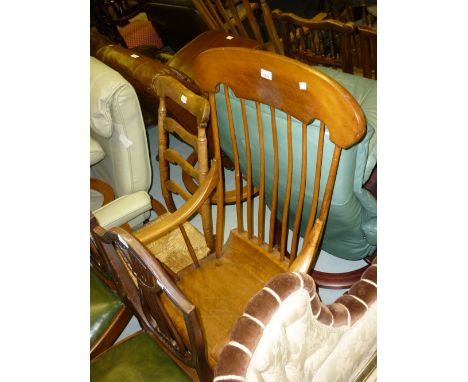 19th Century mahogany and beechwood stick back rocking chair