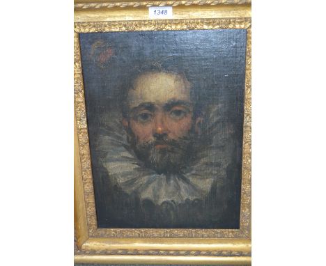 17th Century style oil on canvas laid onto board, portrait of a gentleman with white ruff collar, after Rembrandt, housed in 