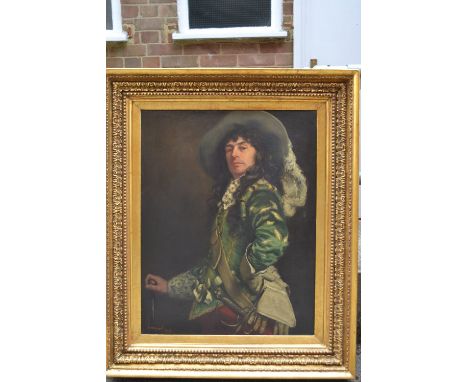 Frank Moss Bennett, oil on canvas, portrait of a gentleman in 17th Century costume, signed and dated 1909, 36ins x 28ins, gil