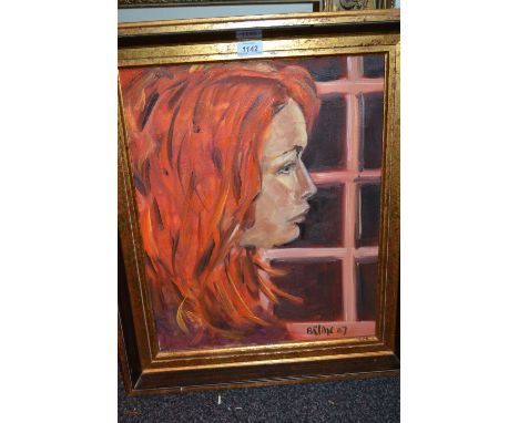 Group of six various acrylic on canvas, portrait studies, signed Brian, one gilt framed, the rest unframed