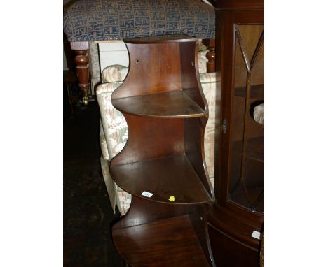 19th Century mahogany four shelf hanging corner bracket