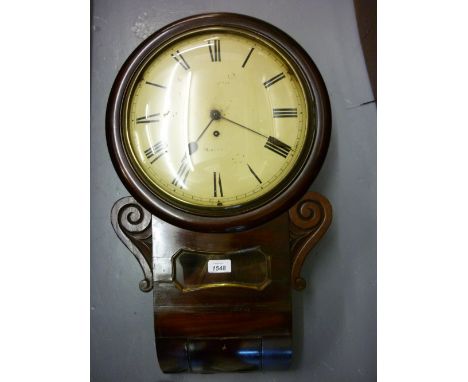George III mahogany drop dial wall clock, the painted enamel dial with Roman numerals, inscribed Foster, Manchester, with a s