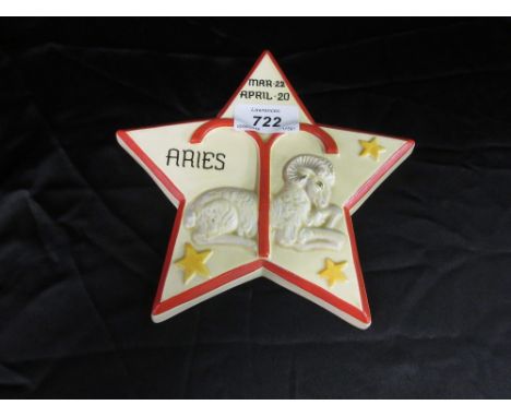 Unusual Clarice Cliff Wilkinson pottery Zodiac wall plaque, Aries