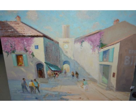 Gordon Clifford Barlow, 20th Century oil on canvas, entitled ' Afternoon Light, Grimoud ', signed, unframed, 20ins x 24ins