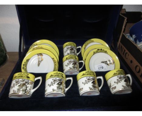 Cased set of six Noritake coffee cans and saucers