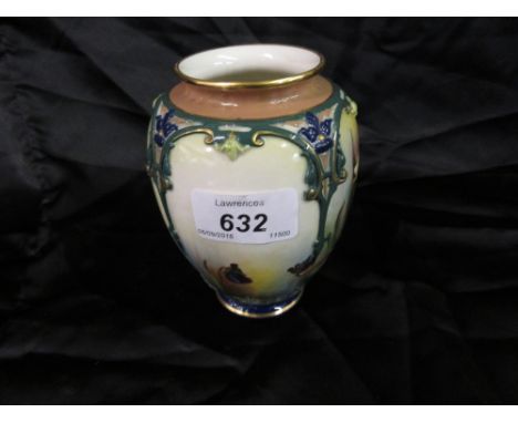 Small Royal Worcester baluster form porcelain vase painted with spring flowers with a green printed mark to base