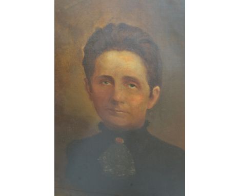 E. Schwarz, 19th Century oil on canvas, head and shoulder portrait of a Victorian lady, together with two oil on canvas, land