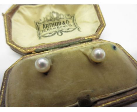 Two 18ct gold and pearl dress studs in original box
