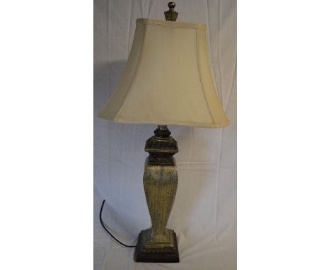 Large table lamp with a silk shade Ht 87cm