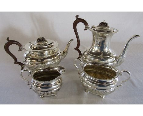 4 piece silver tea service Birmingham 1924 maker Alexander Clark &amp; Co Ltd total weight including handles 52.63 ozt