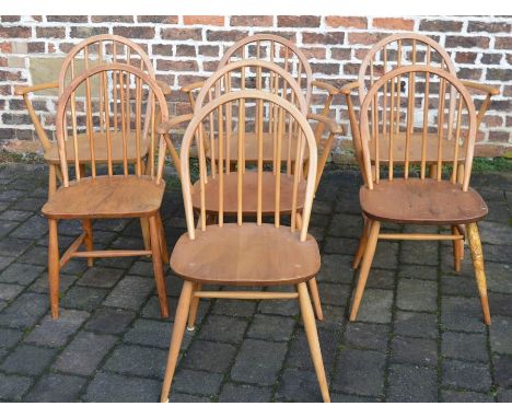7 Ercol/Ercol style chairs (one with repair to leg)