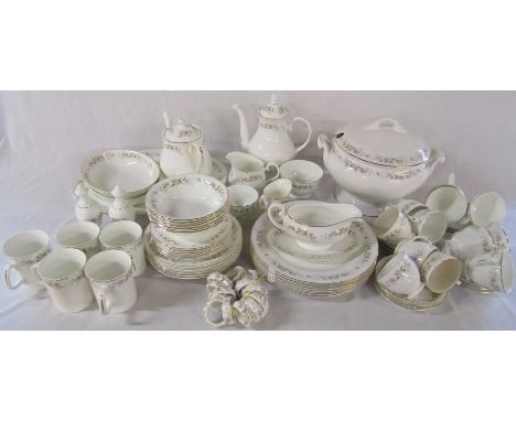 Quantity of Staffordshire 'Mayfair' pattern part dinner / tea service including soup tureen, coffee set, tea set, dinner plat