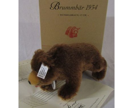 Steiff club edition 2001 replica growling bear 1934, L 17 cm, limited edition 1201/2001