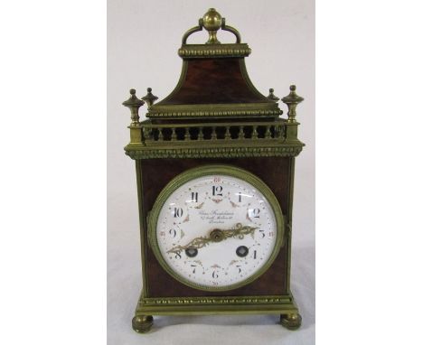 Chas Frodsham 27 South Molton Street London mantel clock with painted enamel dial c.1900 H 26 cm
