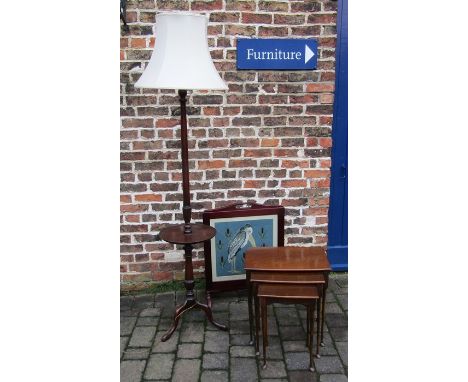 Nest of tables, standard lamp with integral small table &amp; fire screen (converting to table)