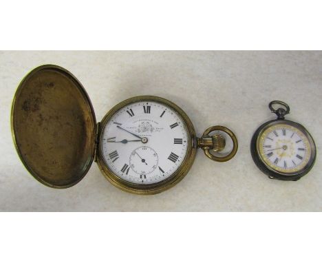 Thomas Russell &amp; Son Liverpool gold plated full hunter pocket watch (one hand damaged, overwound) and a continental silve