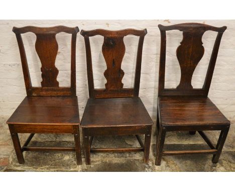 3 provincial Georgian chairs in the Chippendale style with solid seats
