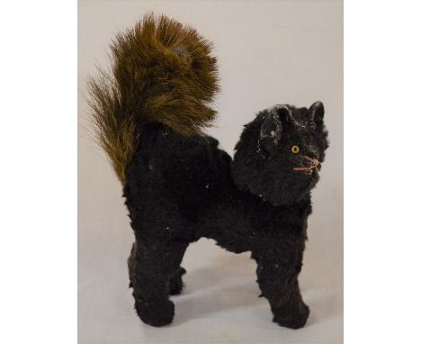 1950's Steiff style black cat. Ht to top of tail approx 23cm