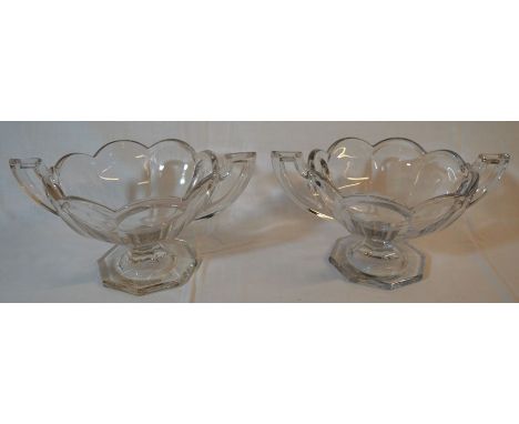 Pair of Art Deco Davidson Chippendale style fruit bowls Ht 15cm W 32cm inc handles