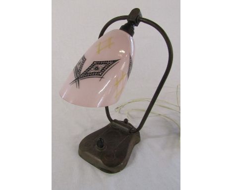 German Art Deco Ges Gesch DFGM 971461 bakelite desk lamp H 30 cm with pink glass shade