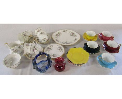 Paragon 'Malandi' pattern part tea service, Royal Stuart part tea service and glassware inc cranberry glass