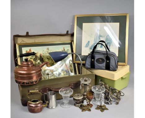 A Collection of Various Items, Framed Prints to include Limited Edition Ross Goodie Print, Vintage Trunk, Glass, Metalwares E