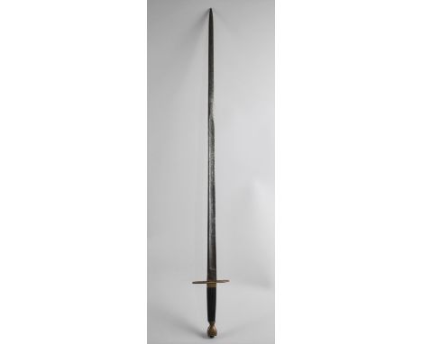 A Vintage Sword with Fullered Blade and Wooden Handle, 84cms Long 