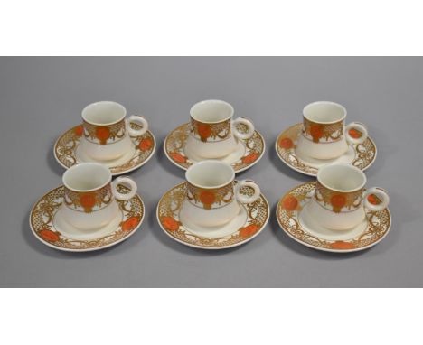 A Porcelain Coffee Service for Six decorated with Gilt Swag and Circular Cartouches, Decorated with 'Hermes Paris' Emblem