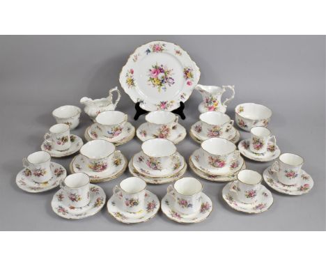 A Hammersley Floral Decorated Tea Service to Comprise Six Teacups, Six Coffee Cans plus One Other Eight Saucers, Five Teacup 