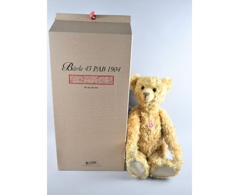 Boxed Steiff Barle Pab 1904 Replica Teddy Bear in Golden Mohair, 43cm (Sitting) 