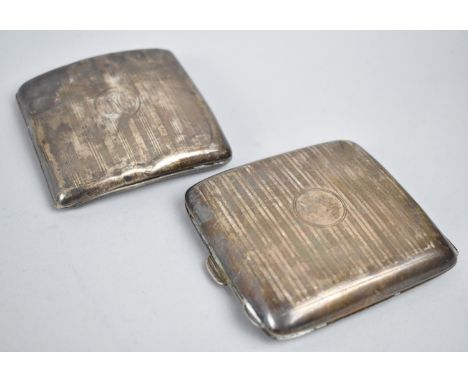 Two Silver Cigarette Cases with Engine Turned Decoration, both with Birmingham Hallmarks, Monogrammed Example 8.5x8cm 74g and