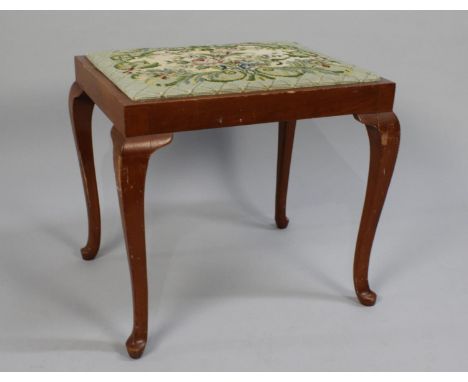 A Late 20th Century Tapestry Topped Dressing Table Stool, 35cms Wide 
