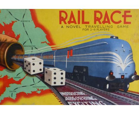 Rail Race Board Game,  together with Play the Game, a book by Brian Long about board games, well-illustrated, 1978, some wate